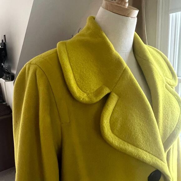 Vintage Yves Saint Laurent YSL Rive Gauche Yellow Wool Coat - Picture 7 of 16